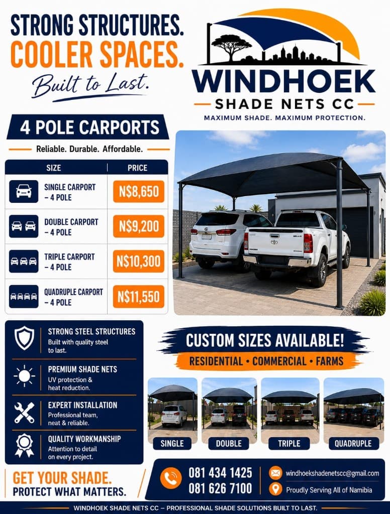 Windhoek Shade Nets carports and pergolas